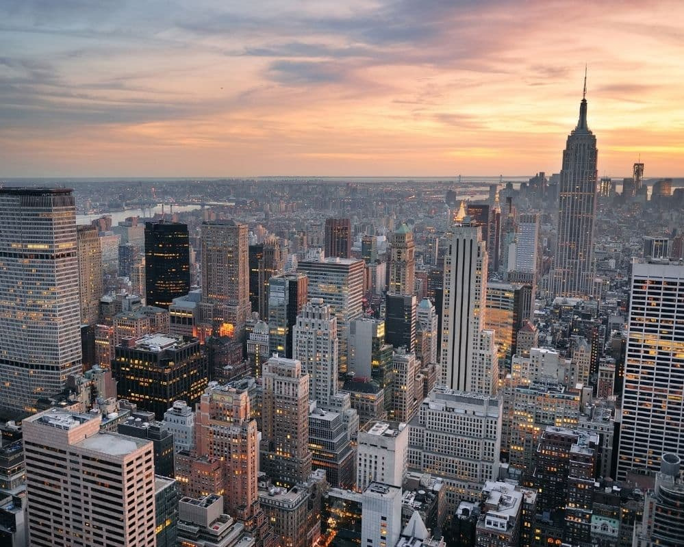 viaggio new york skyline midtown manhattan tramonto